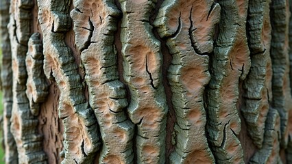 Highly Detailed Tree Bark Texture, Aged, Furrowed, Natural Beauty