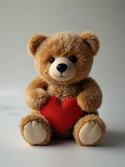 Obraz premium teddy bear with red heart on white background