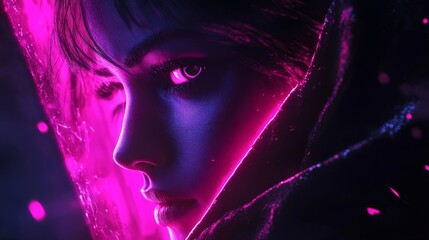 neon light effect, futuristic poster header, Generative AI