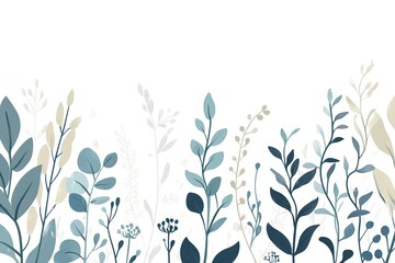 A blue and white drawing of a field of flowers