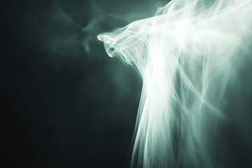 Ethereal Green Smoke Waves Emanating in Dark Background, Capturing Mysterious and Enigmatic Aesthetic for Creative Art and Design Projects