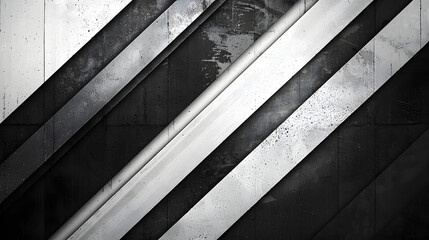 Fototapeta premium Abstract Metallic Diagonal Stripes in Black and White Texture