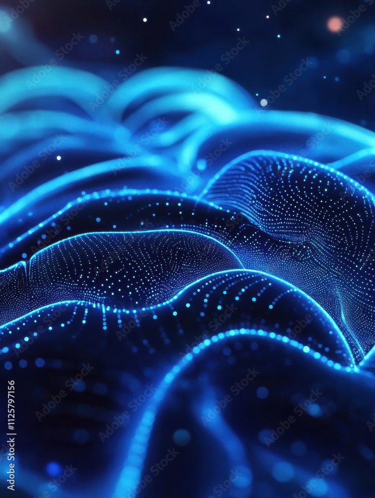 Aufkleber intricate details of a brain are illuminated by vibrant blue neural pathways while providing ample r