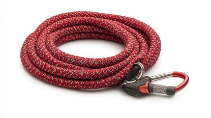 High-Quality Red Climbing Rope with Durable Carabiner, Ideal for Outdoor Adventures, Safety Gear, and Essential for Climbers, Hikers, and Camping Enthusiasts
