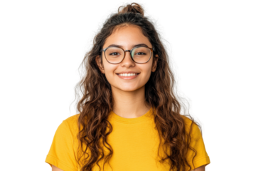 Young woman happy and smiling isolated