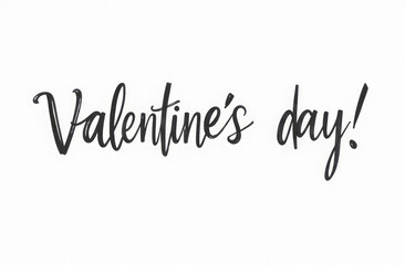 Valentine's Day inscription on white background, minimalism. Valentine's day text, hand lettering typography poster on white background. Romantic postcard, card, invitation, banner template