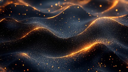 Obraz premium Abstract New Years Eve background, gold and black colors, luxurious and sophisticated design, glittering effect.