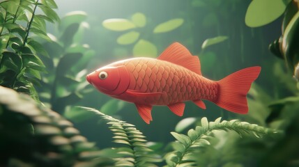 Obraz premium Colorful fish swimming in lush green foliage