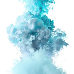 Fototapeta premium A dynamic smoke burst, turquoise and aquamarine