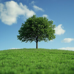 Fototapeta premium tree on green field