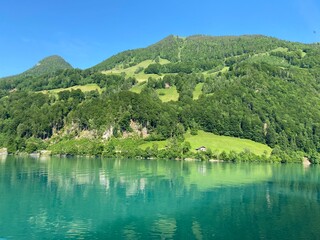 Lake Lungern or Natural reservoir Lungerersee - Canton of Obwald, Switzerland (Naturstausee Lungernsee oder Lungerensee - Kanton Obwald, Schweiz)