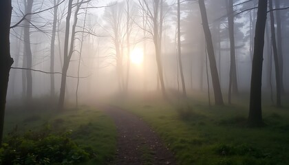 Obraz premium misty morning in the forest