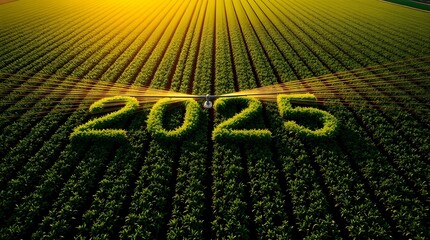 Smart Irrigation Field with Crops Forming 2025 from Aerial View