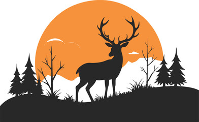 Deer Silhouette Icon vector graphic design