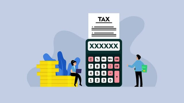 Tax Calculation and Financial Management cartoon animation