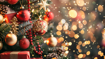 Close up of decorative christmas tree