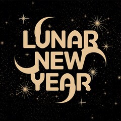 Fototapeta premium Lunar New Year Celebration Design with Stars and Moons