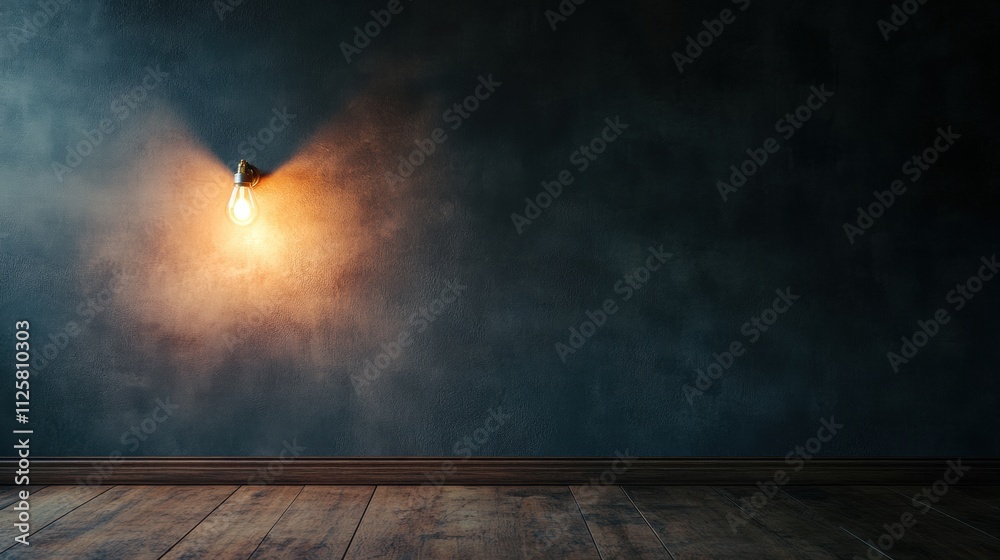 Poster a dimly lit room features a single bulb casting a warm glow against the dark walls, evoking feelings