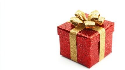 Obraz premium Sparkling Red Gift Box with Golden Ribbon for Special Occasions