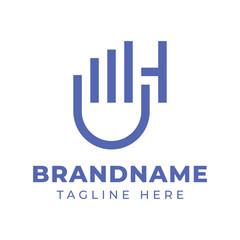 Fototapeta premium Letter H Financial Hand Pick Logo, symbolizing precision, financial expertise, and strategic decision making