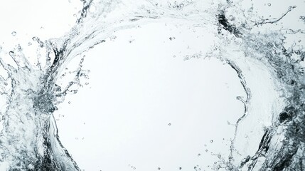 Circular water splash frame with realistic droplets and dynamic movement,
