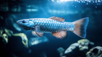 Naklejka premium Elegant Fish Swimming in Crystal Clear Water