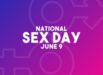 National Sex Day. June 9. Gradient background. Gradient blue and pink colors. Poster, banner, card, background.