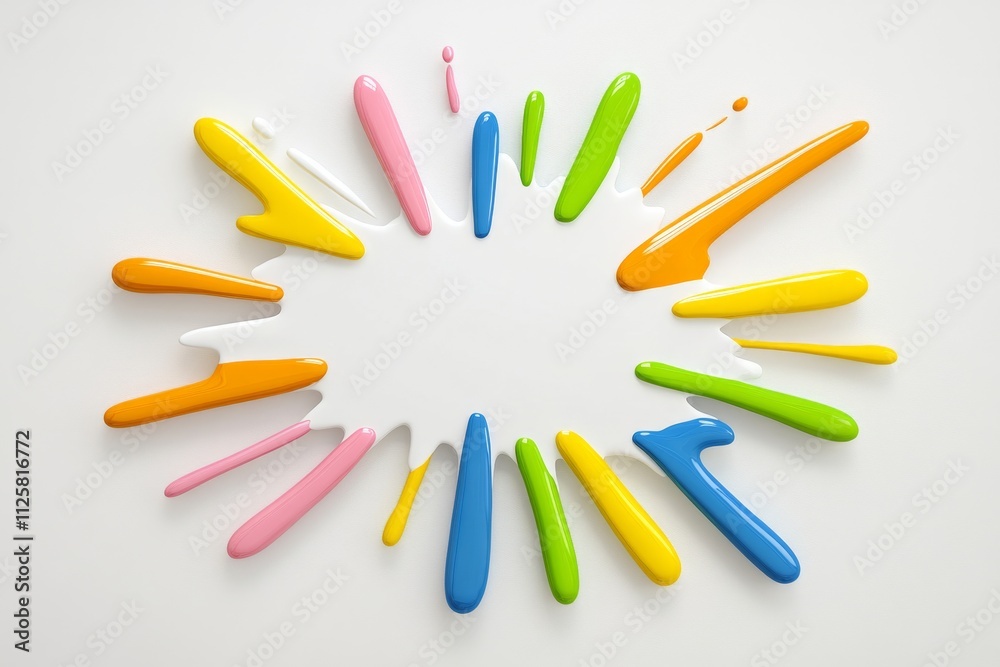 Aufkleber A clean and vibrant representation of a dynamic explosion of abstract shapes, symbolizing creative energy