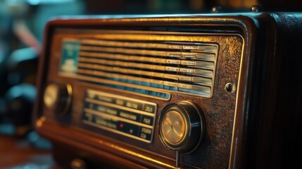 A vintage radio with dials and a speaker, evoking nostalgia and a sense of classic media.