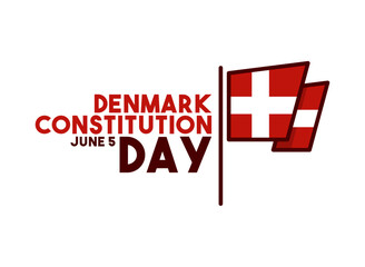 Denmark Constitution Day. June 5. Denmark flag icon. White background. Poster, banner, card, background.