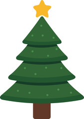 Christmas Tree Flat Vector Illustration