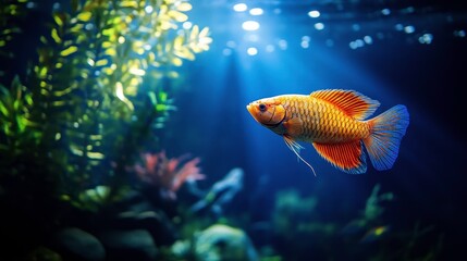 Vibrant Goldfish Swimming in Aquatic Environment
