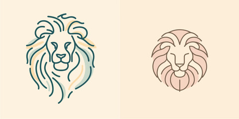 set Vector one line art illustration animals