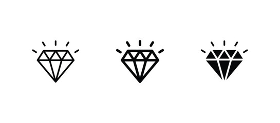 diamond icon set vector. diamond sign icon for web site	