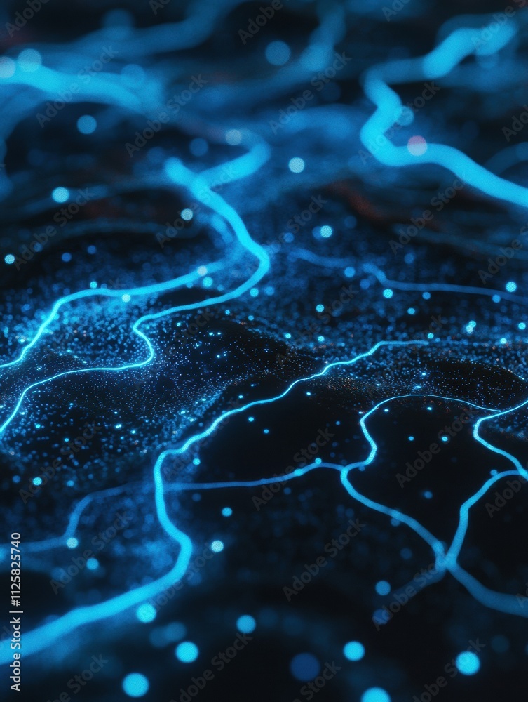 Poster a close-up view showcases vibrant blue neural pathways illuminating the brain's surface, offering an