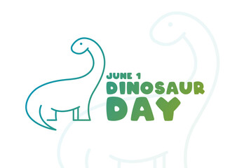 Dinosaur Day. June 1. Cute dinosaur line icon. White background.