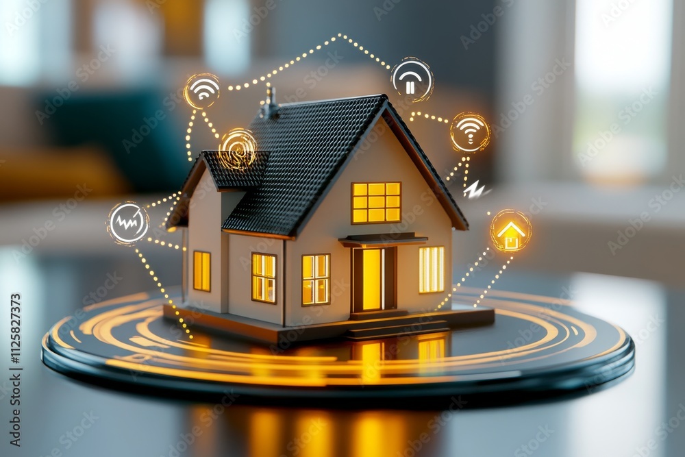 Poster A pixel art depiction of a smart home interface managing energy efficiently, with animated lights and tiny icons glowing in an 8-bit retro style
