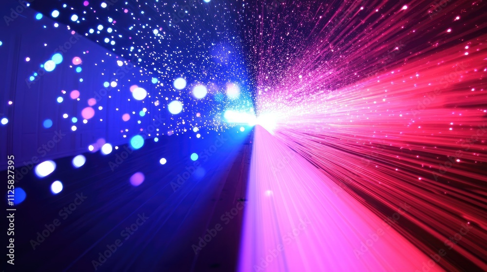 Poster abstract light burst with colorful particles and dynamic motion effect