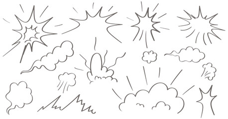 Doodle explosion set, comic boom bang illustration