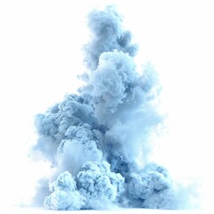 A sky blue smoke burst, photorealistic