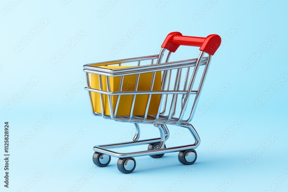 Poster a simple, clean design of a shopping cart icon integrated with a digital download symbol, emphasizin