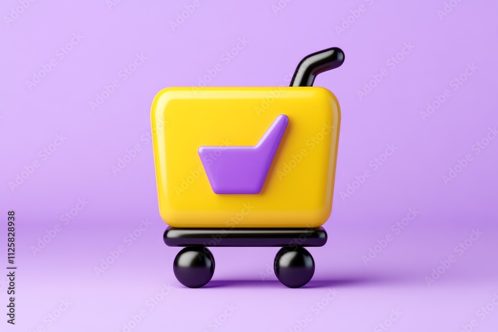 Poster a simple, clean design of a shopping cart icon integrated with a digital download symbol, emphasizin