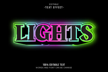 Lights editable text effect 3d neon style