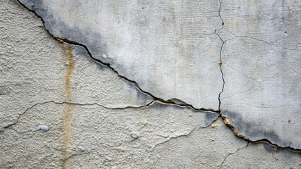 Cracks on a weathered grey wall, old, textured, broken, aged, dilapidated, surface, background, abstract, concrete, rough