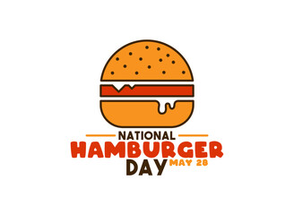 National Hamburger Day. May 28. Hamburger icon. White background.