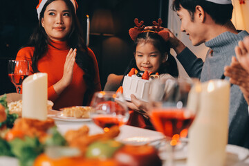 Christmas family portrait - Happy family together in Christmas