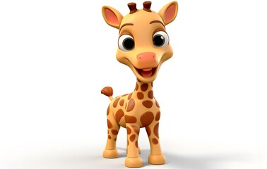 Fototapeta premium Cartoon giraffe character illustration, isolated on white background