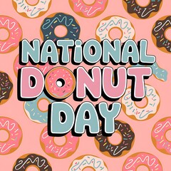 National Donut Day Colorful Donuts Celebration