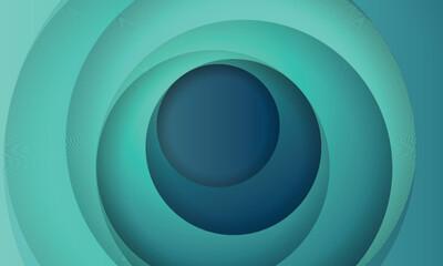 Green gradient composition background. Composition of smooth and dark green color abstract circle paper cut