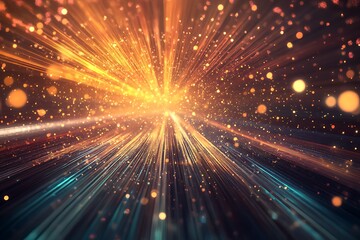 Obraz premium A vibrant explosion of light and color, creating a dynamic, energetic visual effect.